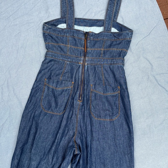 Anthropologie Pilcro Waist-Tied Denim Jumpsuit Size 8 - Picture 5 of 5